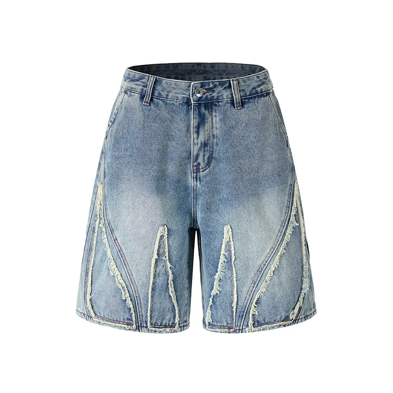 Men's Baggy Denim Jorts, Raw Edge Frayed Seam Patchwork, Washed Vintage Bermuda Shorts, Y2K Streetwear Knee-Length Shorts
Men's Baggy Denim Jorts, Raw Edge Frayed Seam Patchwork, Washed Vintage Bermuda Shorts, Y2K Streetwear Knee-Length Shorts