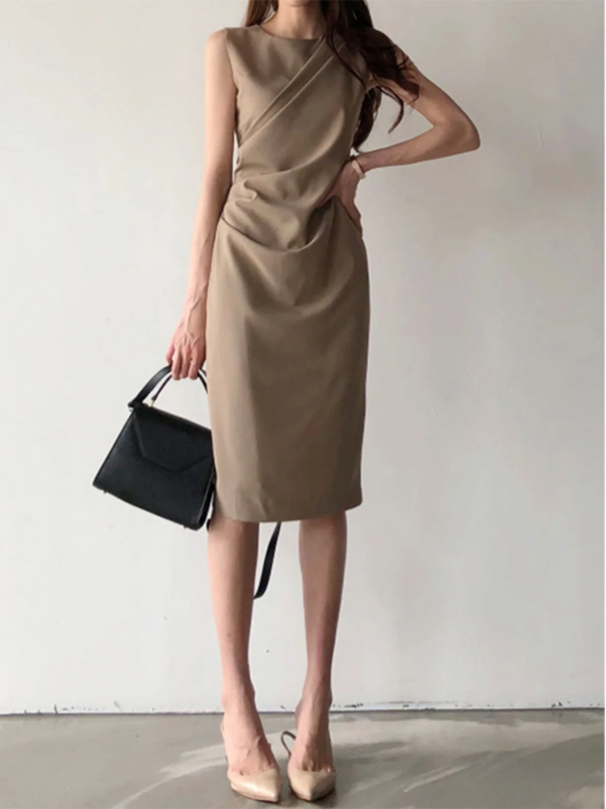 Women's Slim Fit Wrap around Sleeveless Dress Casual High Waist Pleated Summer Professional OL Commute Midi Skirt
Women's Slim Fit Wrap around Sleeveless Dress Casual High Waist Pleated Summer Professional OL Commute Midi Skirt