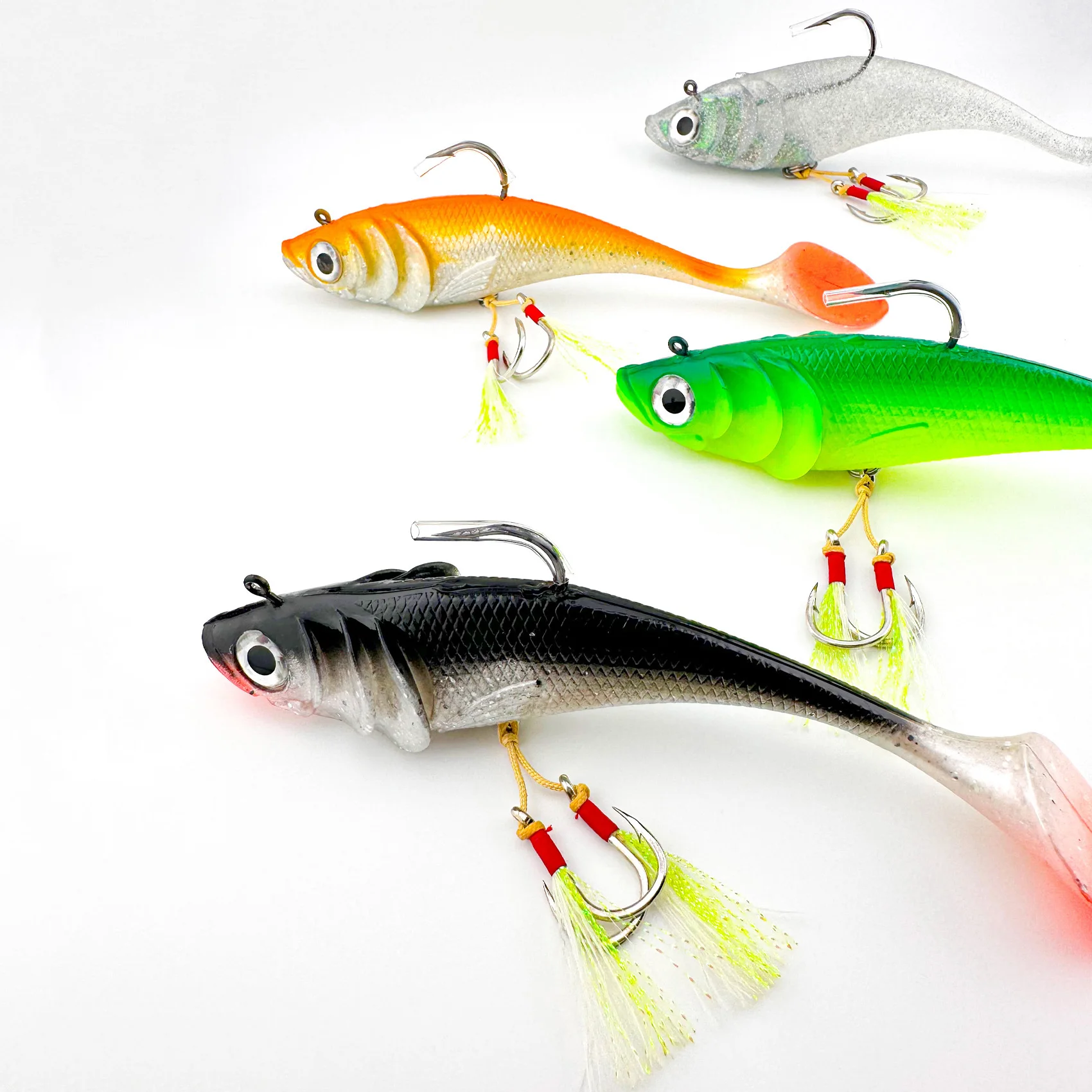 Large Swimbait Soft Plastic Fishing Lure 3.35oz for Saltwater Tuna - with Luminous Double and Triple Hooks -Perfect Fishing Gift
Large Swimbait Soft Plastic Fishing Lure 3.35oz for Saltwater Tuna - with Luminous Double and Triple Hooks -Perfect Fishing Gift