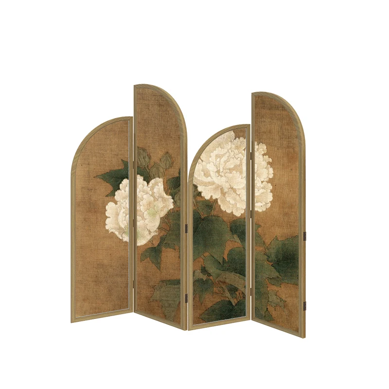 New Chinese retro peony living room folding mobile partition tea room office photography sofa medieval background
New Chinese retro peony living room folding mobile partition tea room office photography sofa medieval background