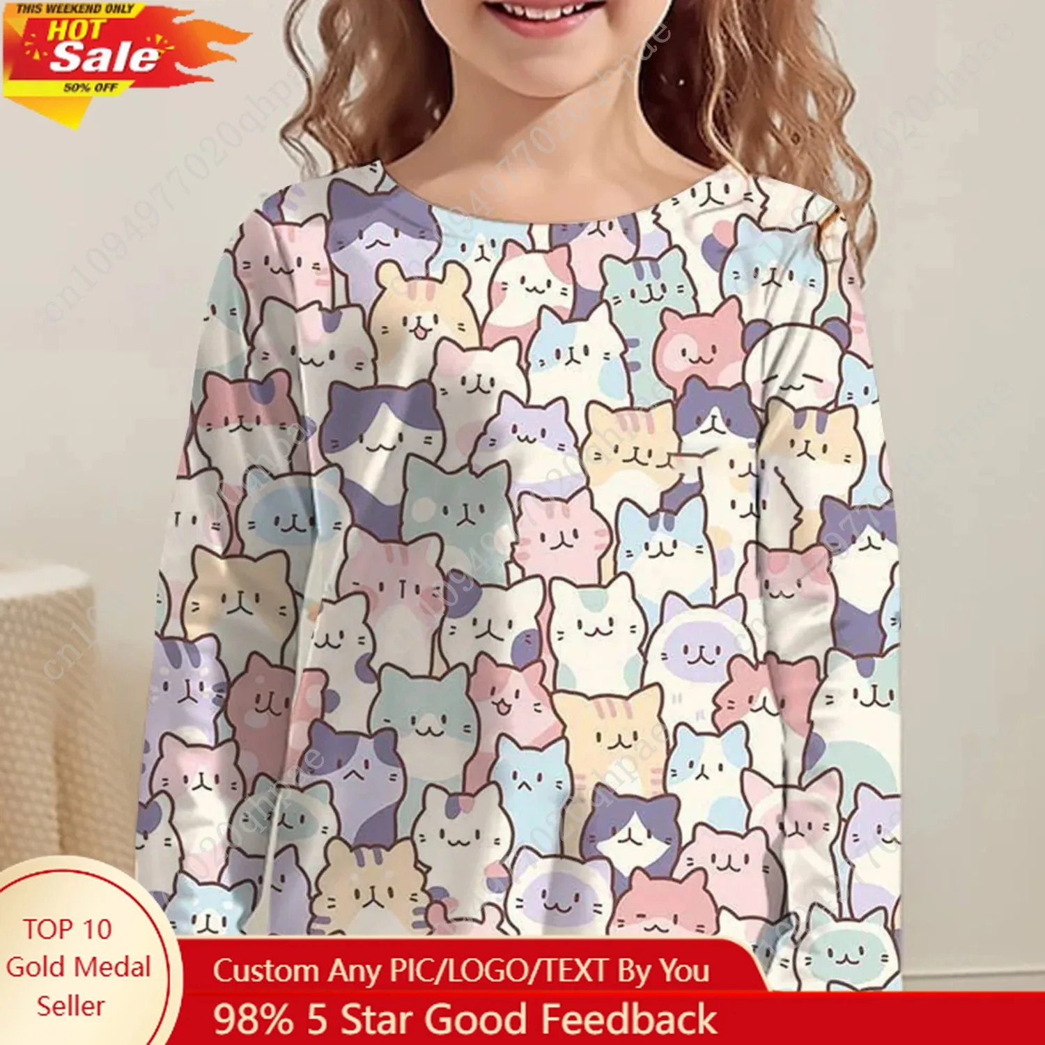 Girl Clothes Girl T-Shirt Kawail Animals Cats Print Long Sleeve Kids Autumn Clothes Fashion Casual Boy Girl Cute Round Neck Tops
Girl Clothes Girl T-Shirt Kawail Animals Cats Print Long Sleeve Kids Autumn Clothes Fashion Casual Boy Girl Cute Round Neck Tops