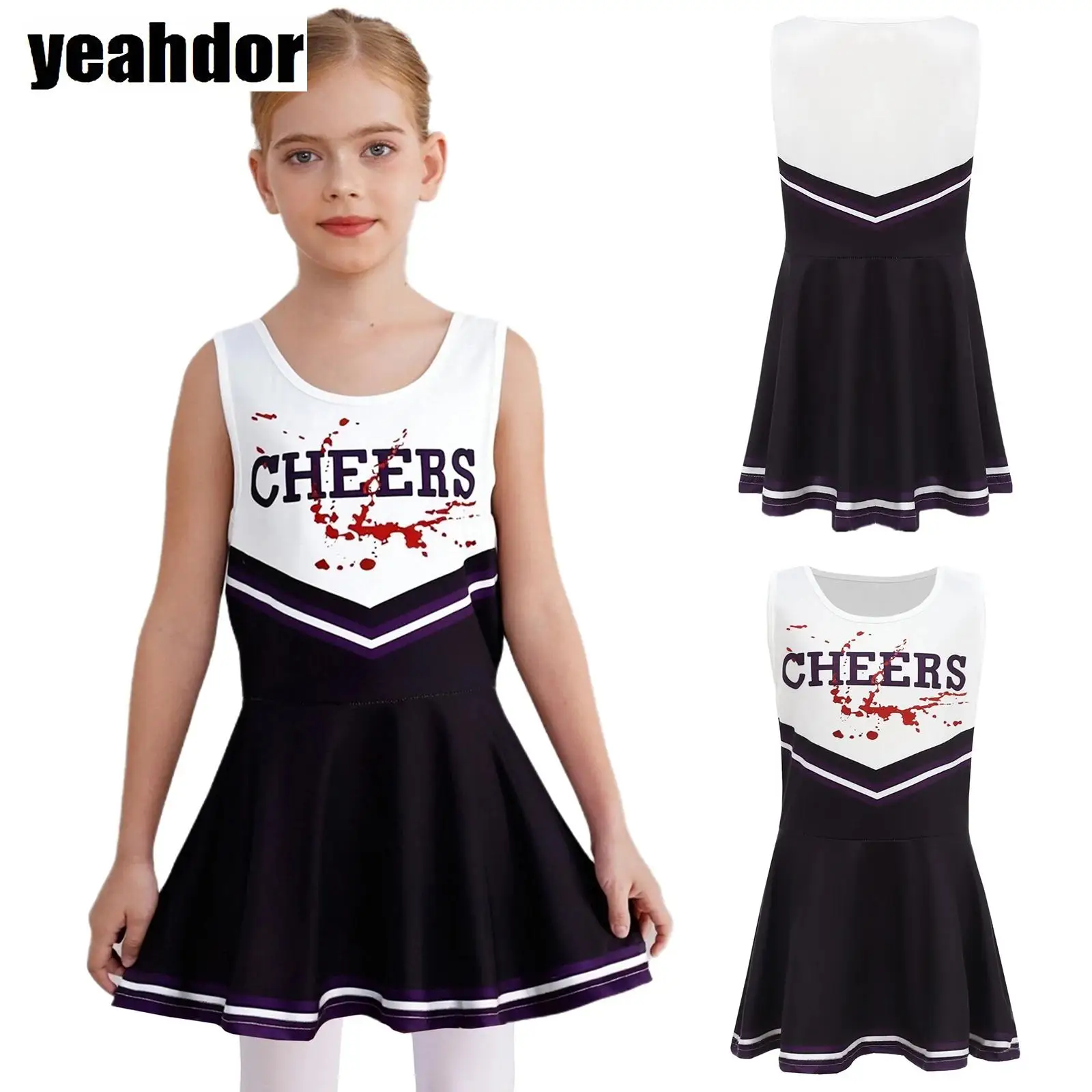 Girls Cheerleader Costume Outfits Letter Print Dress with Headwear Hand Flowers And Striped Socks Cheerleading Uniform Dancewear 
Girls Cheerleader Costume Outfits Letter Print Dress with Headwear Hand Flowers And Striped Socks Cheerleading Uniform Dancewear