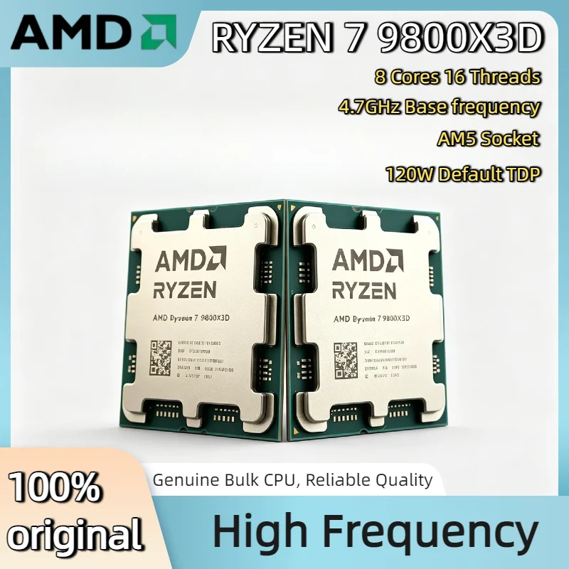 4.7 5.2GHz AMD Ryzen 7 9800X3D 8 Core 16 Thread Zen5 4nm AM5 104MB 3D V Cache 120W DDR5 Gaming CPU Pro New Gift 8K HD
4.7 5.2GHz AMD Ryzen 7 9800X3D 8 Core 16 Thread Zen5 4nm AM5 104MB 3D V Cache 120W DDR5 Gaming CPU Pro New Gift 8K HD