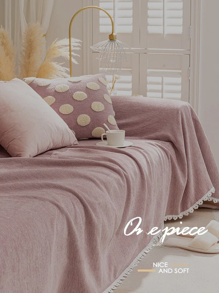 Pink Sofa Cover Cloth Simple Full Cover Modern Sle Dustproof Protector Universal Four Seasons Sofa eet Home Textile