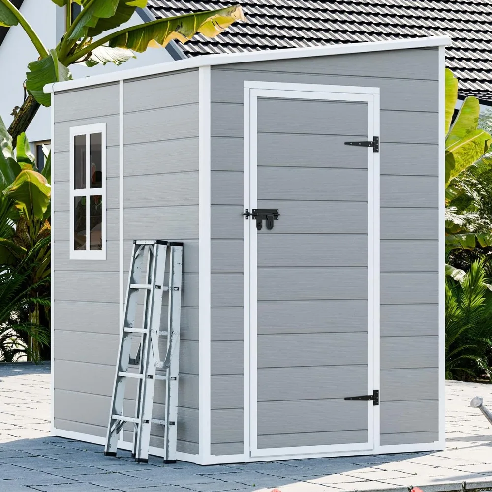 5X4 FT Storage Shed, Resin Outdoor Storage Shed with Floor & Lockable Doors, All Weather Plastic Lean to Shed with Window and Ve
5X4 FT Storage Shed, Resin Outdoor Storage Shed with Floor & Lockable Doors, All Weather Plastic Lean to Shed with Window and Ve