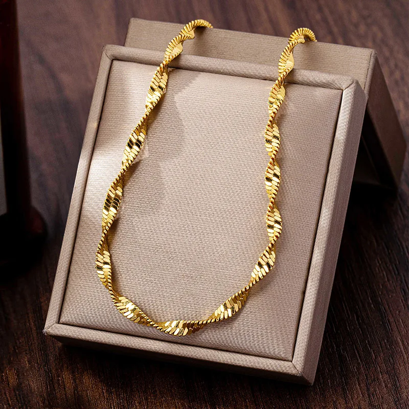 Luxury 24K 9999 Pure Gold real gold Women's Double Water Wave Chain Necklace Anklet Set
Luxury 24K 9999 Pure Gold real gold Women's Double Water Wave Chain Necklace Anklet Set