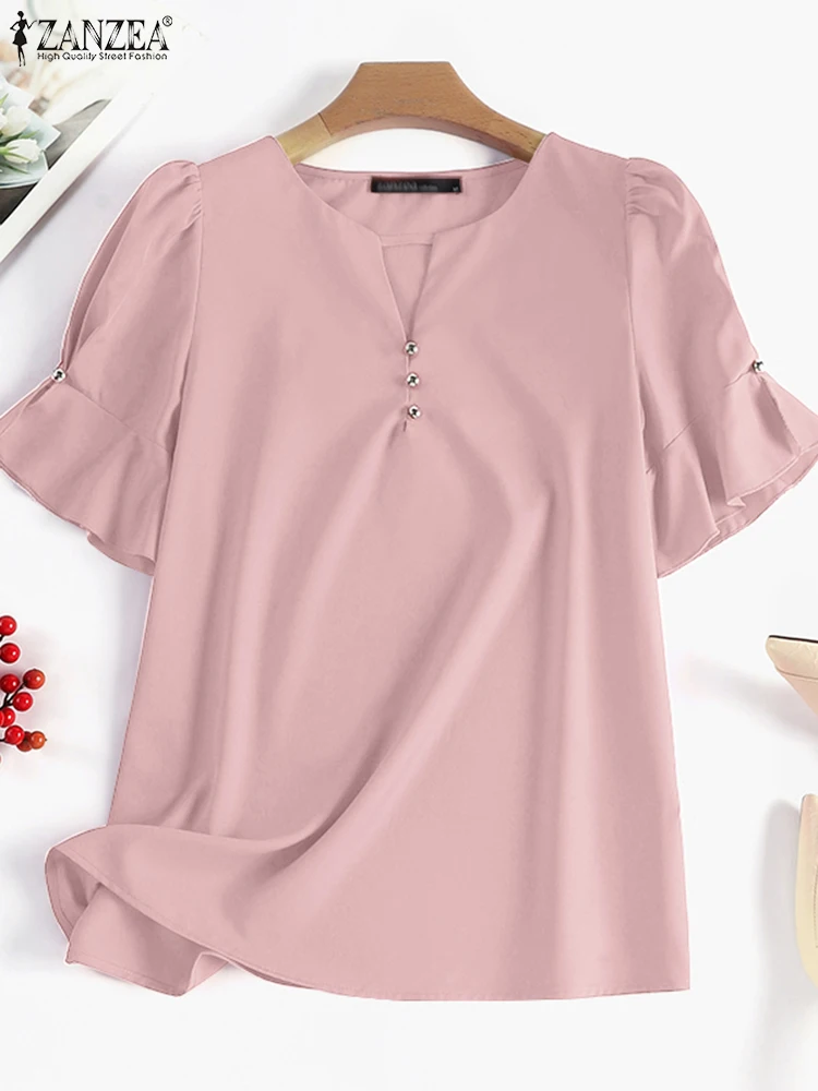 ZANZEA Commute Solid 2025 Summer Tops Casual Short Flared Sleeve Woman Fashion Blouses Cutout V-Neck Elegant Chic Blusas Mujer
ZANZEA Commute Solid 2025 Summer Tops Casual Short Flared Sleeve Woman Fashion Blouses Cutout V-Neck Elegant Chic Blusas Mujer