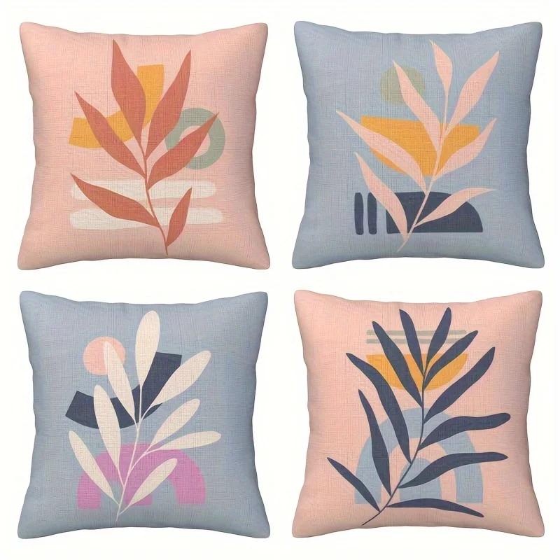 4pcs Bohemian Abstract Geometric Leaf Print Square Pillow Covers - Double-Sided Mid-Century Modern Polyester Cushion Covers with
4pcs Bohemian Abstract Geometric Leaf Print Square Pillow Covers - Double-Sided Mid-Century Modern Polyester Cushion Covers with