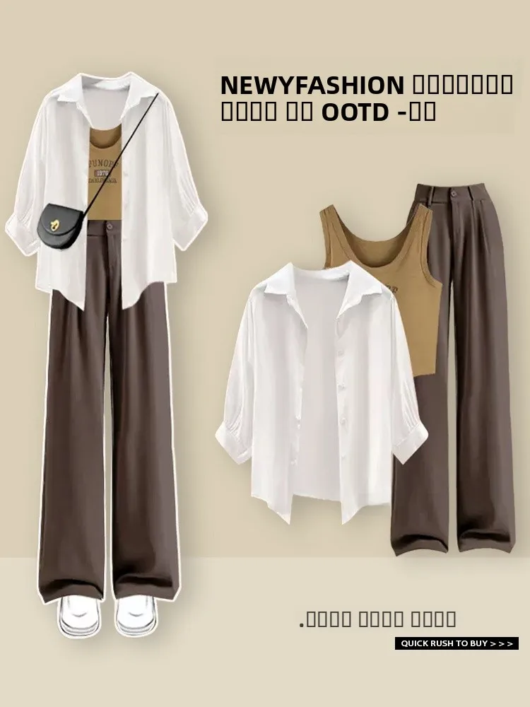 Модный повседневный женский комплект футболок с длинным светом и ремешком, жилет с высокой талией, свободные брюки, осеннее новое поступление, маленький размер
Модный повседневный женский комплект футболок с длинным светом и ремешком, жилет с высокой талией, свободные брюки, осеннее новое поступление, маленький размер