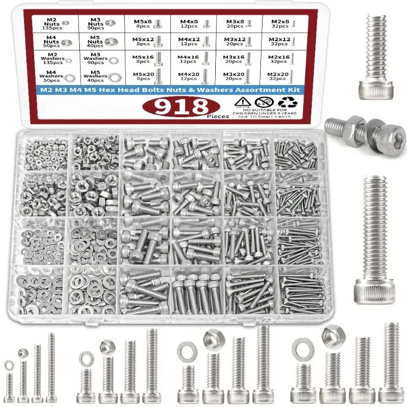 918pcs Cylindrical head hex socket screws with nuts and flat washers home improvement hardware accessories boxed set
918pcs Cylindrical head hex socket screws with nuts and flat washers home improvement hardware accessories boxed set