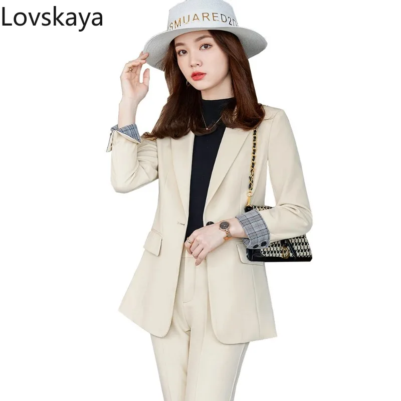 Women Apricot Black Classic Pant Suit 2 Piece Office Ladies Business Work Wear Formal Blazer And Trouser Set
Women Apricot Black Classic Pant Suit 2 Piece Office Ladies Business Work Wear Formal Blazer And Trouser Set