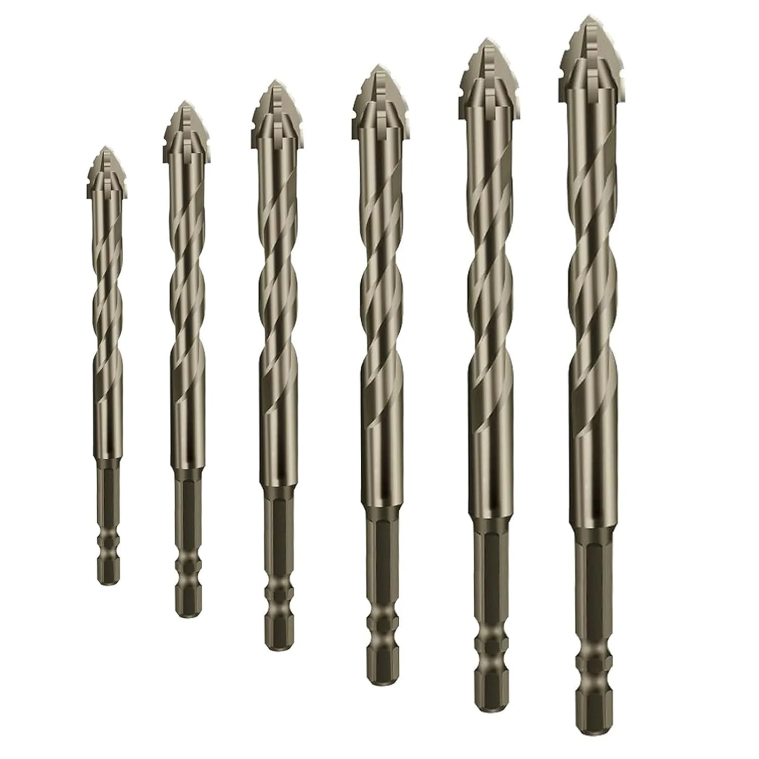 Carbide Tipped Tile Drill Bits, 4-Flute Serrated Offset Drill Bits with Hex Shank, High Hardness Cross Cutting Hole Opener
Carbide Tipped Tile Drill Bits, 4-Flute Serrated Offset Drill Bits with Hex Shank, High Hardness Cross Cutting Hole Opener