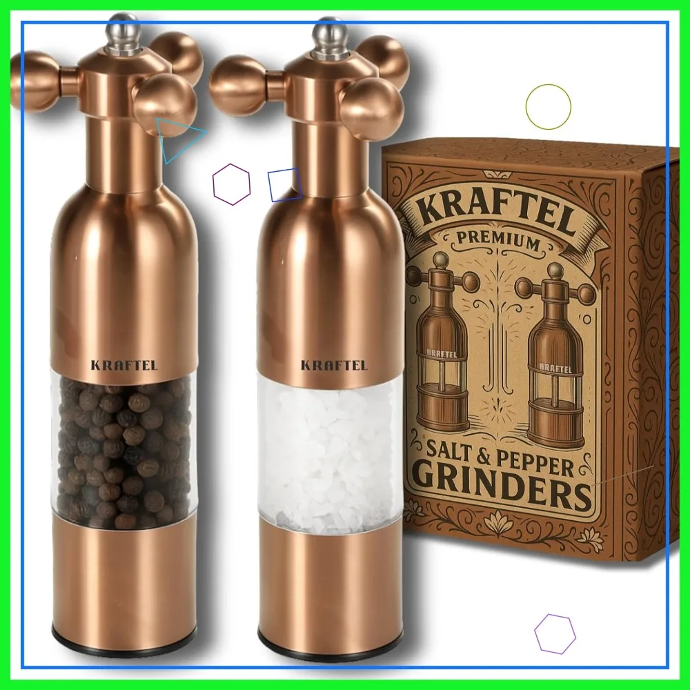 Premium 8" Salt and Pepper Grinder Set, Adjustable Antique Stainless Steel, Clear Acrylic Kitchen Gift
Premium 8" Salt and Pepper Grinder Set, Adjustable Antique Stainless Steel, Clear Acrylic Kitchen Gift