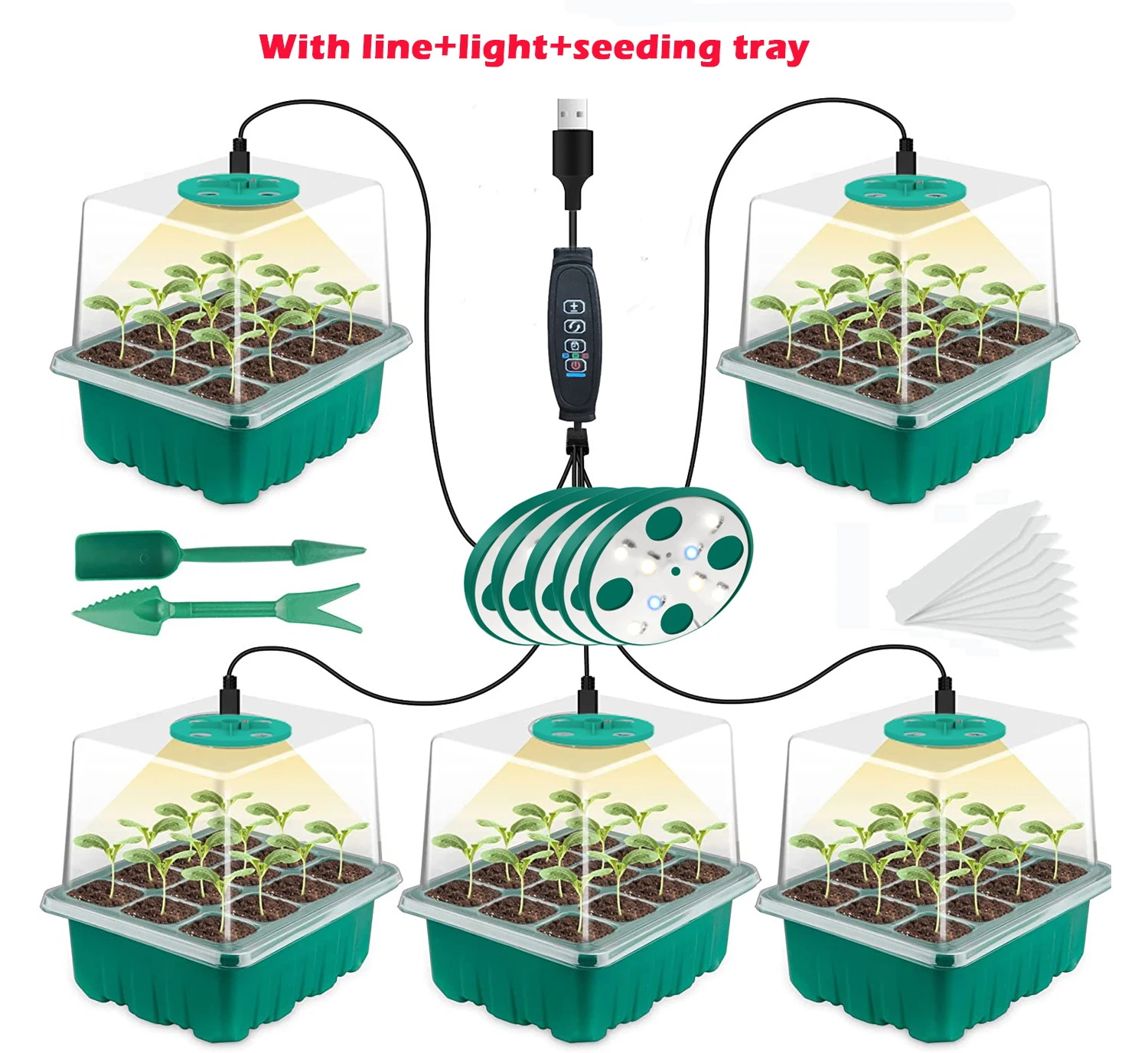 Seed Starter Kit with Grow Light Greenhouse Growing Trays with Holes 12 Cell Per Starting Tray Plant Light Seed Grow Stariting
Seed Starter Kit with Grow Light Greenhouse Growing Trays with Holes 12 Cell Per Starting Tray Plant Light Seed Grow Stariting