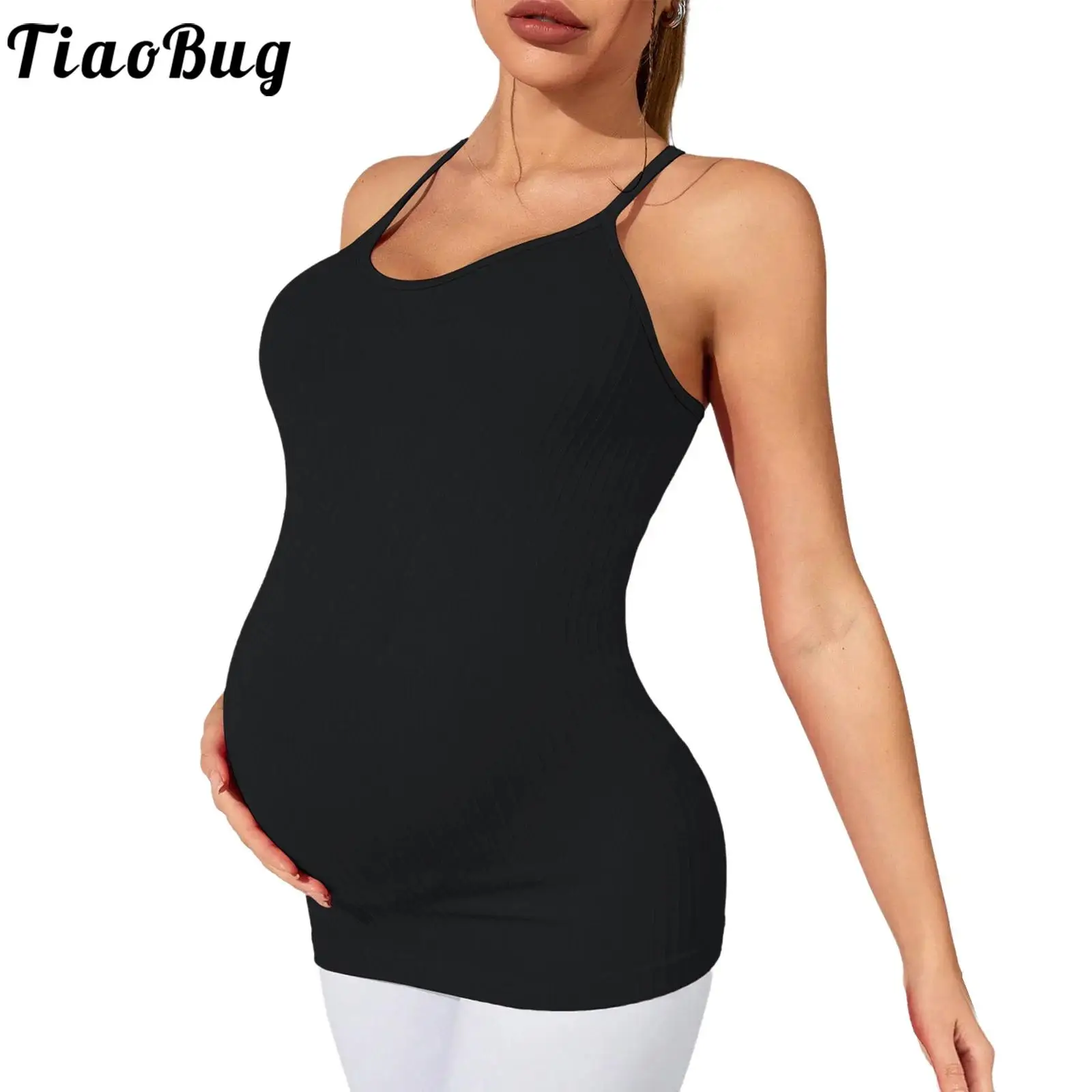 Maternity Clothes Tank Tops Solid Color Seamless Spaghetti Strap Sleeveless Knitted Vest Pregnancy Women Yoga Workout Daily Wear
Maternity Clothes Tank Tops Solid Color Seamless Spaghetti Strap Sleeveless Knitted Vest Pregnancy Women Yoga Workout Daily Wear