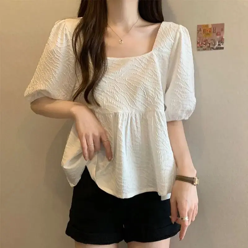 Simplicity Sweet Cute Loose Youth Blouse Summer New Women Clothing Short Sleeve All-match Solid Fashion Shirt Tops Casual Korean
Simplicity Sweet Cute Loose Youth Blouse Summer New Women Clothing Short Sleeve All-match Solid Fashion Shirt Tops Casual Korean