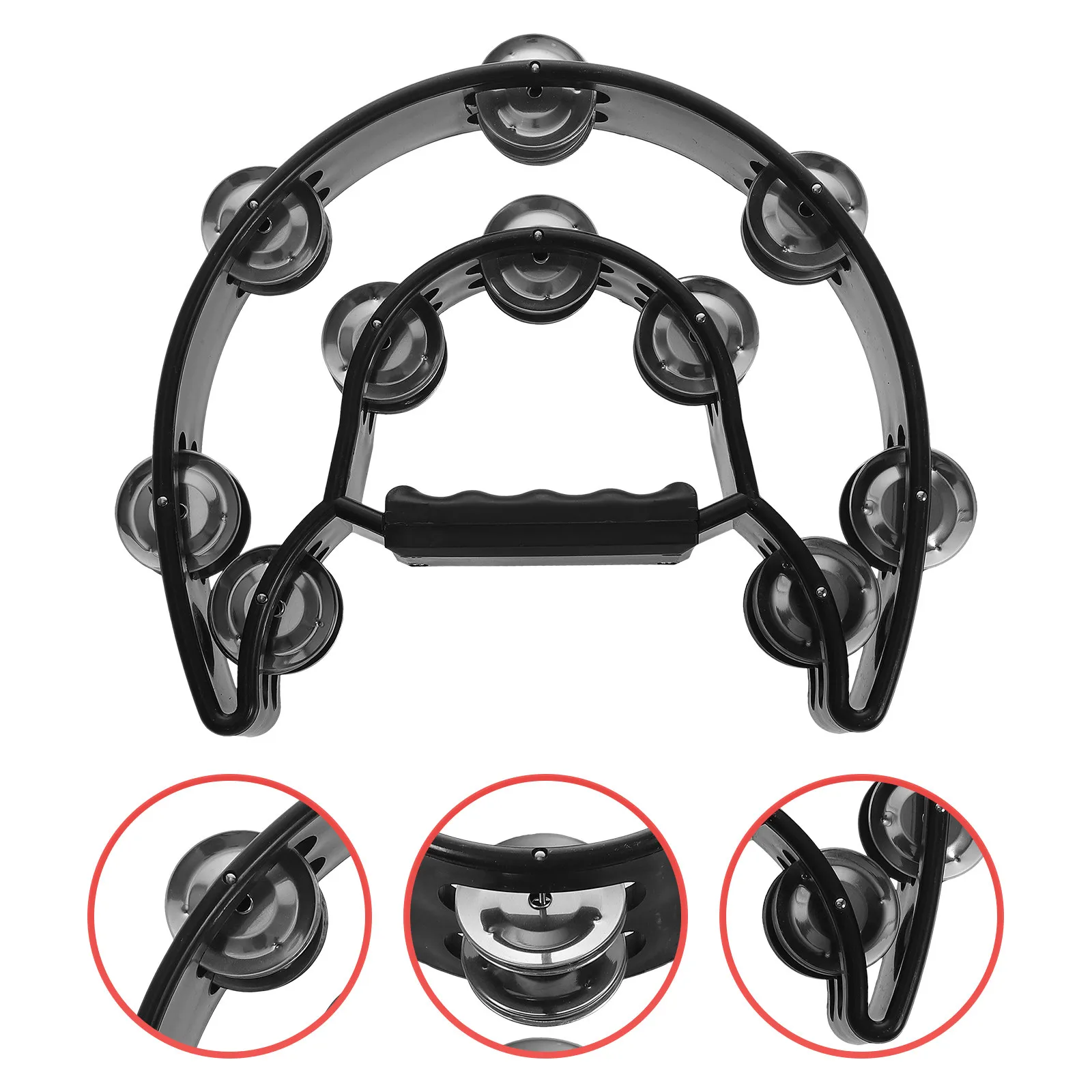 Ten Sets 40 Jingles Half Moon Tambourine Handheld Rubber Handle Bright Voice Musical Percussion Instrument Double Row Tambourine
Ten Sets 40 Jingles Half Moon Tambourine Handheld Rubber Handle Bright Voice Musical Percussion Instrument Double Row Tambourine