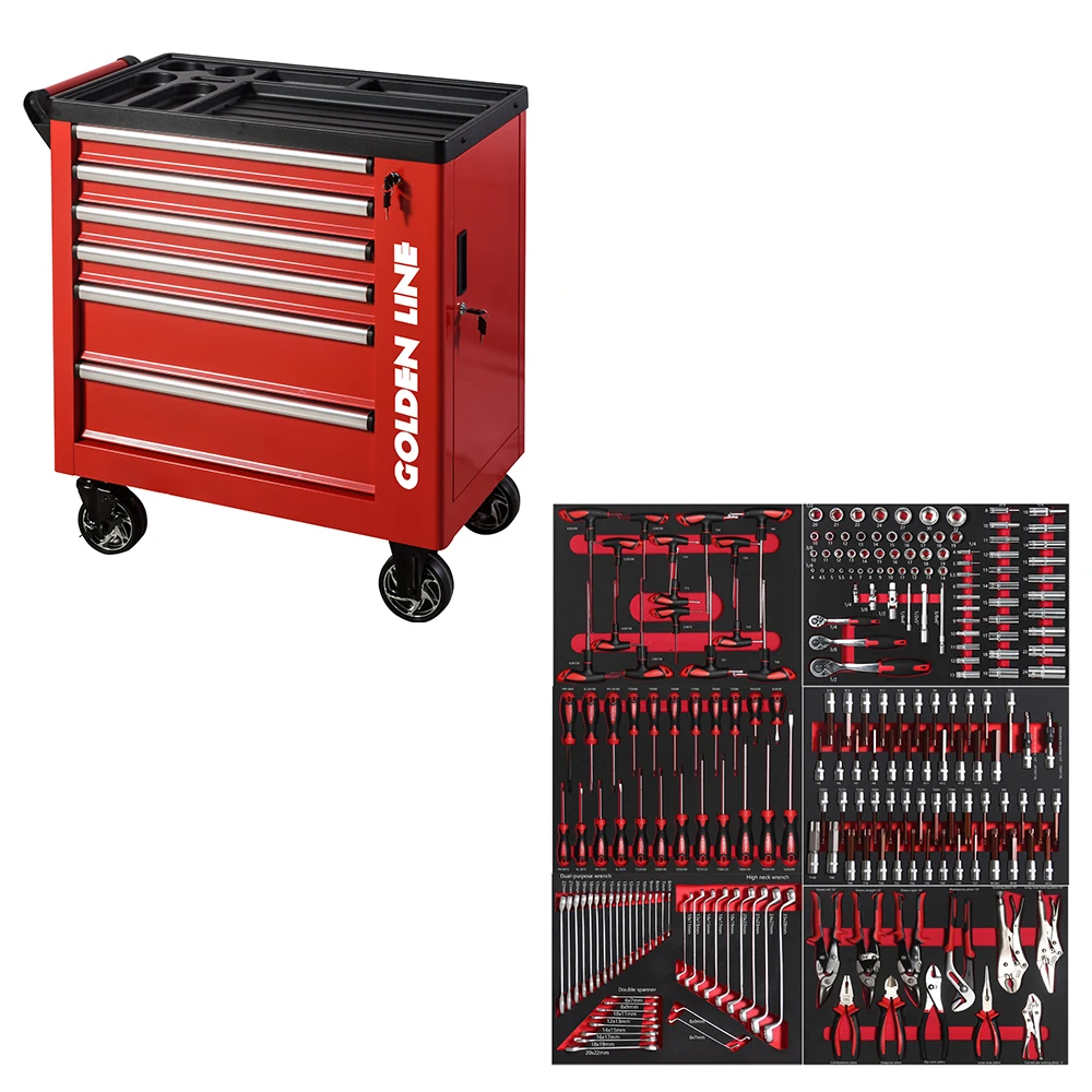 Custom 7 Drawer Garage Steel Tool Cabinets & Hand Tool Sets Workshop Toolbox With Tool Trolley
Custom 7 Drawer Garage Steel Tool Cabinets & Hand Tool Sets Workshop Toolbox With Tool Trolley