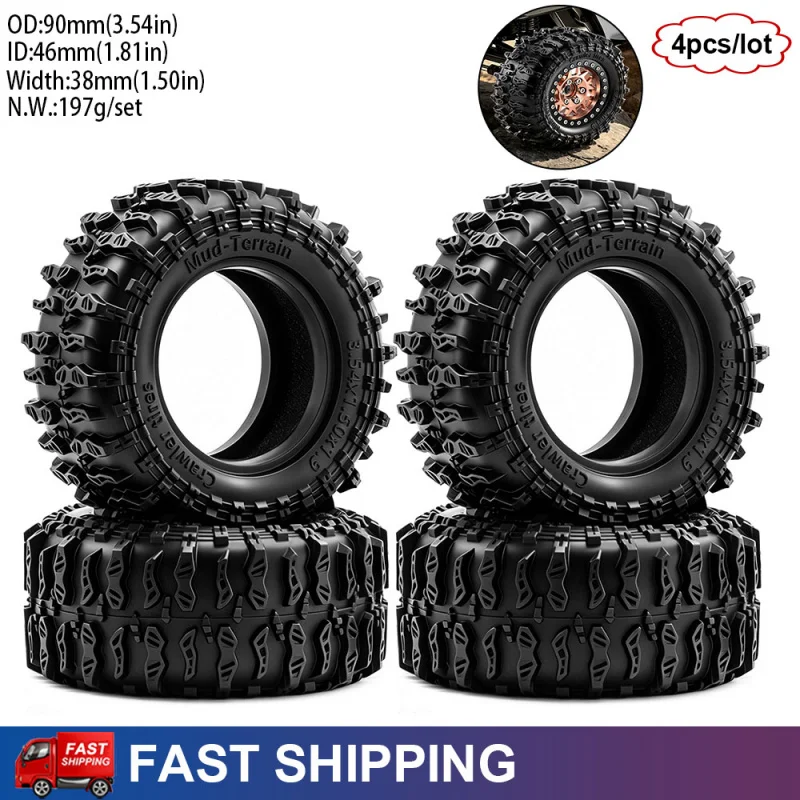 4PCS 1/10 1/12 RC Crawler Rubber Wheel Tires 90mm 1.9in for MJX H12P MN128 Upgrade Tire Parts
4PCS 1/10 1/12 RC Crawler Rubber Wheel Tires 90mm 1.9in for MJX H12P MN128 Upgrade Tire Parts