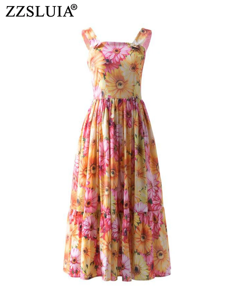 ZZSLUIA Elegant Dresses For Women Floral Printed Ruffles Hem Designer Slim Long Dress Fashion Summer Sling Dresses Female Cloth
ZZSLUIA Elegant Dresses For Women Floral Printed Ruffles Hem Designer Slim Long Dress Fashion Summer Sling Dresses Female Cloth
