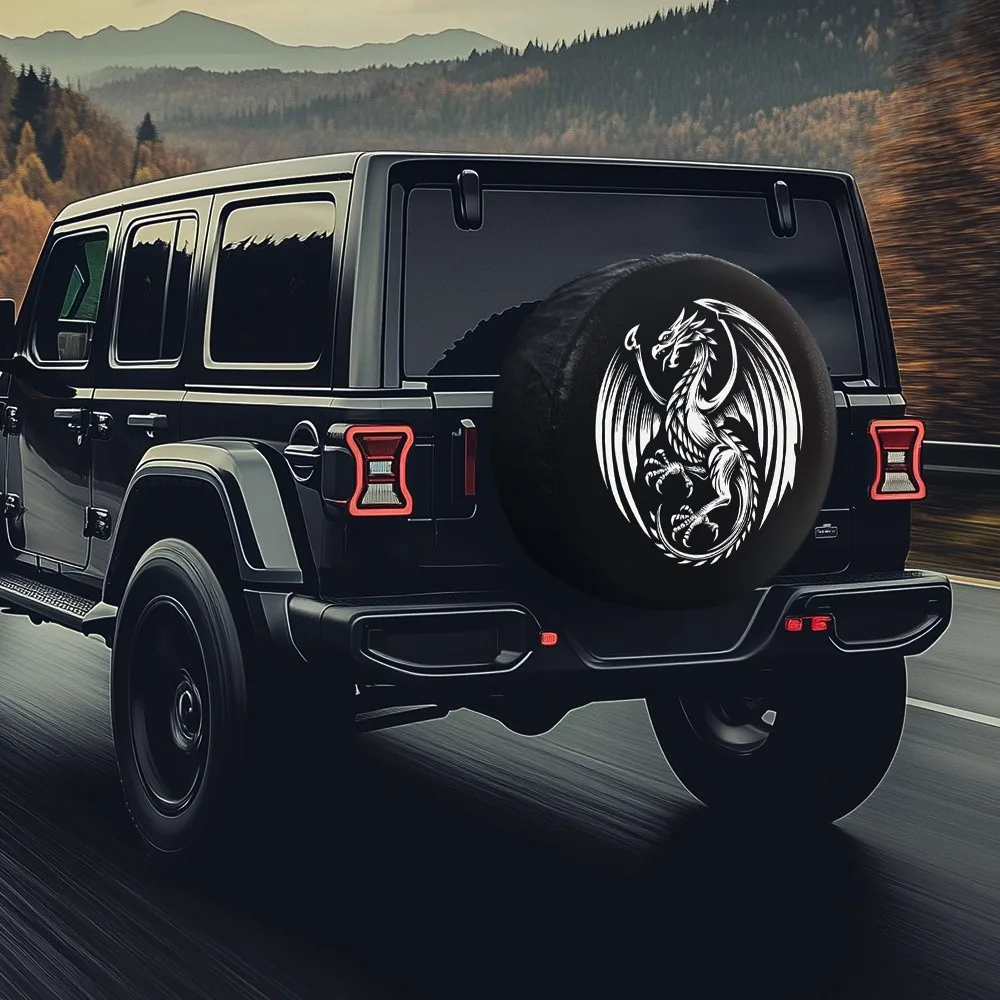 White Dragon Tire Cover Rugged Off-Road Vehicle Spare Wheel Cover Mystical Graphic for SUV
White Dragon Tire Cover Rugged Off-Road Vehicle Spare Wheel Cover Mystical Graphic for SUV