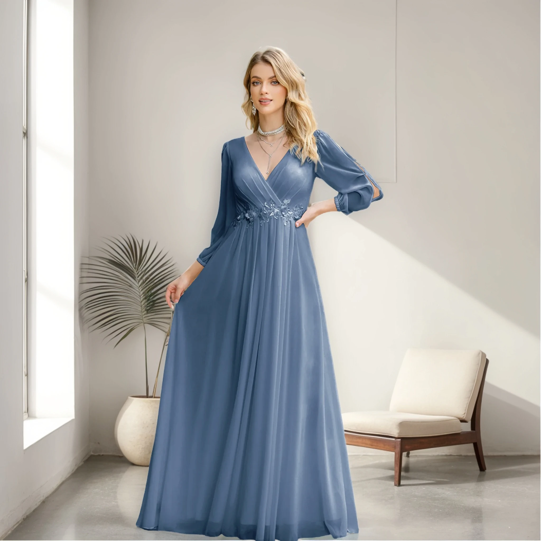 MisShow Long Sleeve Evening Dresses Sexy Deep V-Neck Lace Appliques Empire Prom Dress Pleated A-Line Floor-Length Bridal Gowns
MisShow Long Sleeve Evening Dresses Sexy Deep V-Neck Lace Appliques Empire Prom Dress Pleated A-Line Floor-Length Bridal Gowns