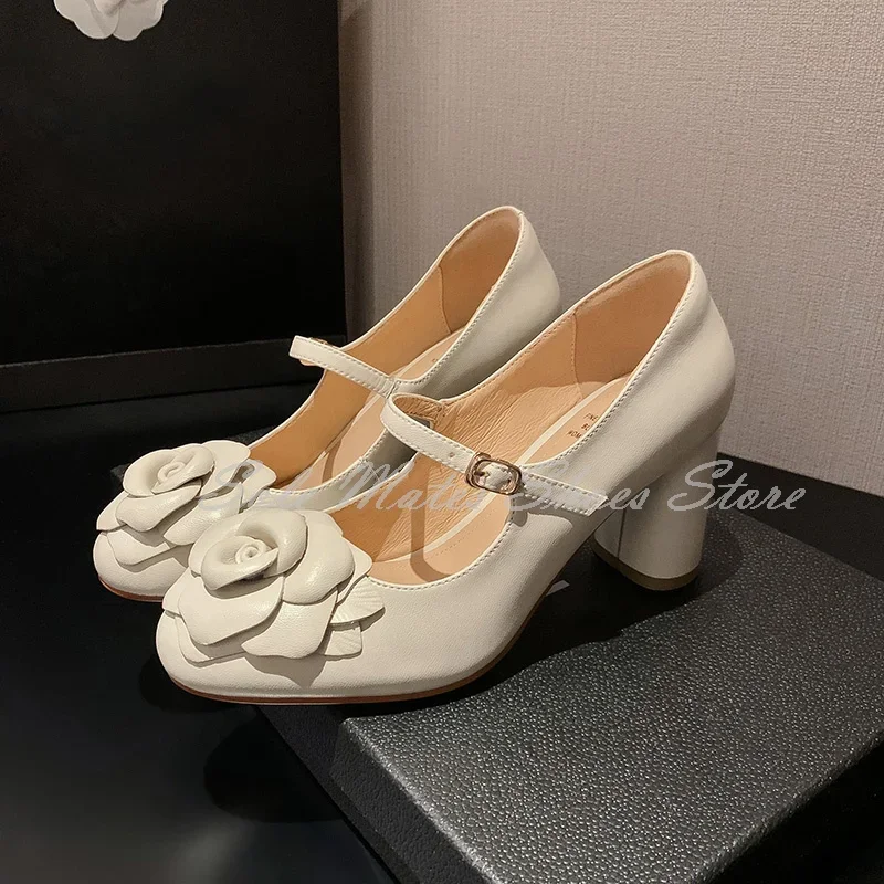 Elegant Round Toe Flower Design Pumps Chunky High Heels Buckle Mary Jane Shoes Handmade Solid Women Dress Shoes Party Sandals
Elegant Round Toe Flower Design Pumps Chunky High Heels Buckle Mary Jane Shoes Handmade Solid Women Dress Shoes Party Sandals