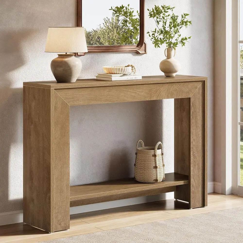 2-Tier Light Walnut Entryway Table with Storage for Narrow Spaces
2-Tier Light Walnut Entryway Table with Storage for Narrow Spaces