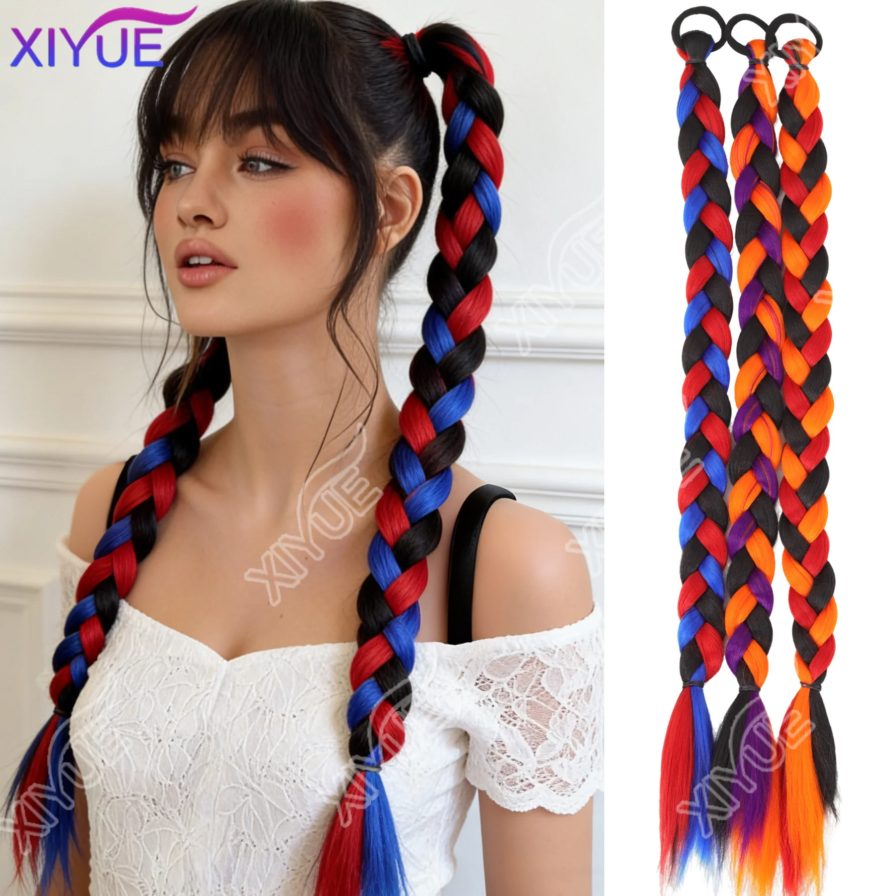 Braiding Ponytail Hair Extensions Synthetic Long Wrap Around Braided Horse Tail colorful color blocking BraidPonytail for Women
Braiding Ponytail Hair Extensions Synthetic Long Wrap Around Braided Horse Tail colorful color blocking BraidPonytail for Women