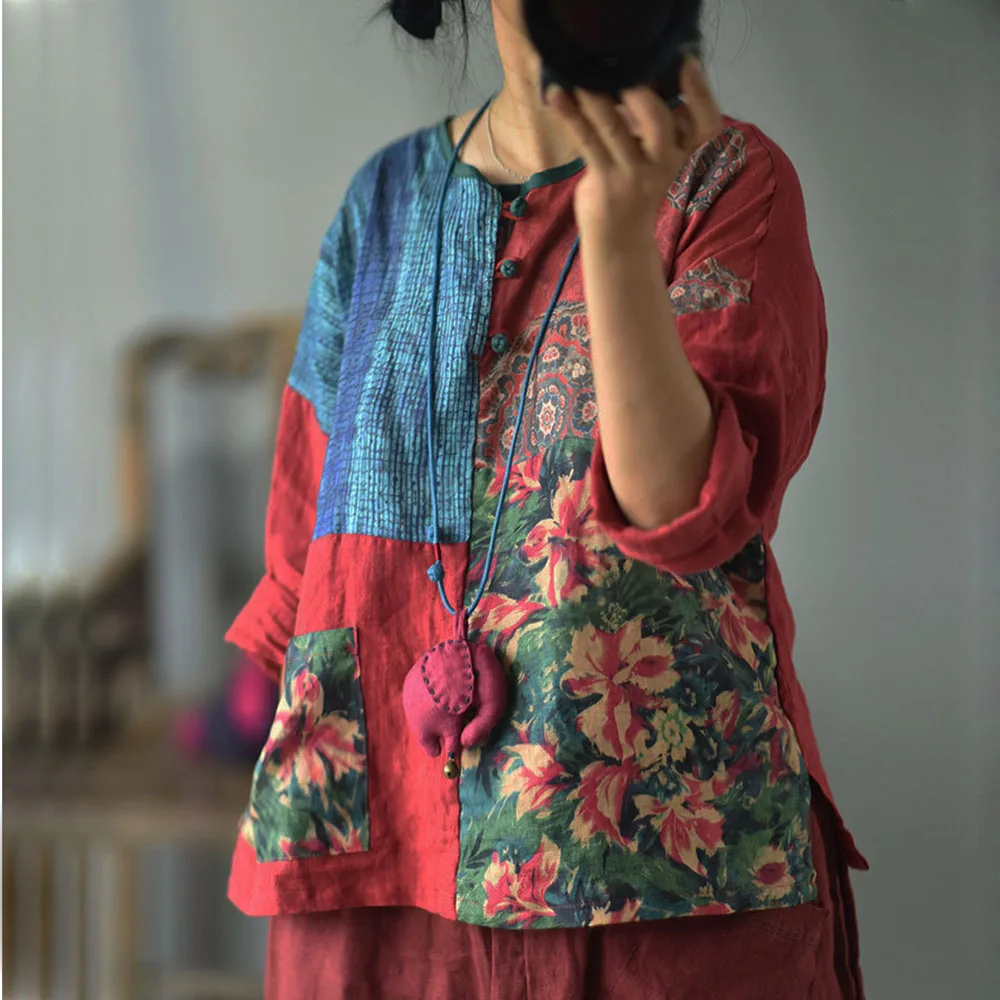 Высококачественная льняная рубашка с длинными рукавами и сотнями тканью, женская индивидуальная свободная легкая короткая футболка в стиле ретро 
Высококачественная льняная рубашка с длинными рукавами и сотнями тканью, женская индивидуальная свободная легкая короткая футболка в стиле ретро