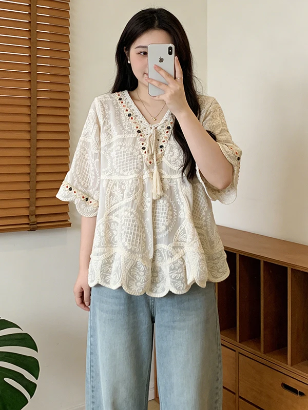 Women's Summer 2026 New Large Size Hollow out Hook Flower Design Sun Protection Shirt Sleeveless Top Beautiful Small Shirt
Women's Summer 2026 New Large Size Hollow out Hook Flower Design Sun Protection Shirt Sleeveless Top Beautiful Small Shirt