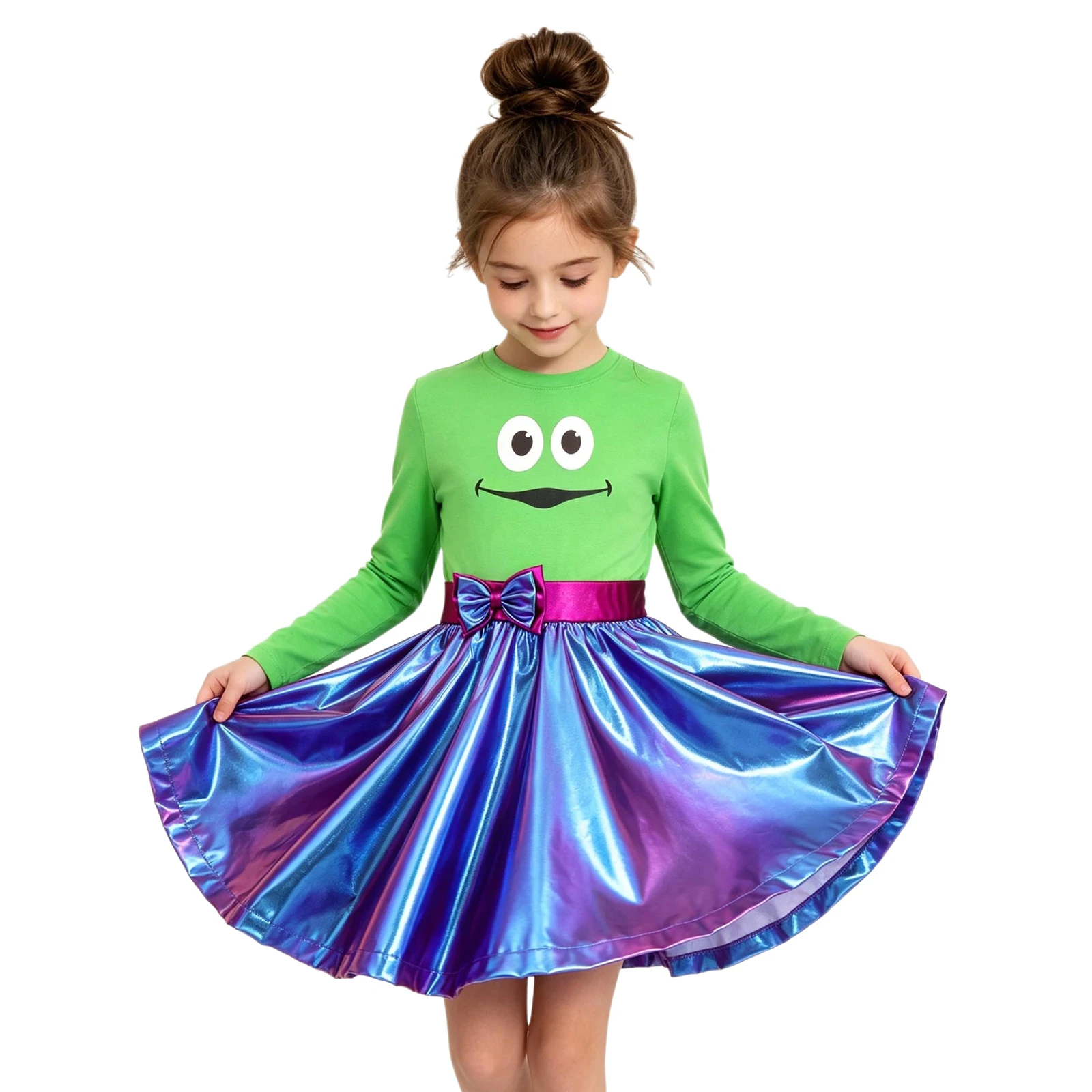 Kids Girls Cartoon Color Block Dress with Childish Print for Theme Party Metallic Shiny Bow Tutu Dress for Halloween Party
Kids Girls Cartoon Color Block Dress with Childish Print for Theme Party Metallic Shiny Bow Tutu Dress for Halloween Party