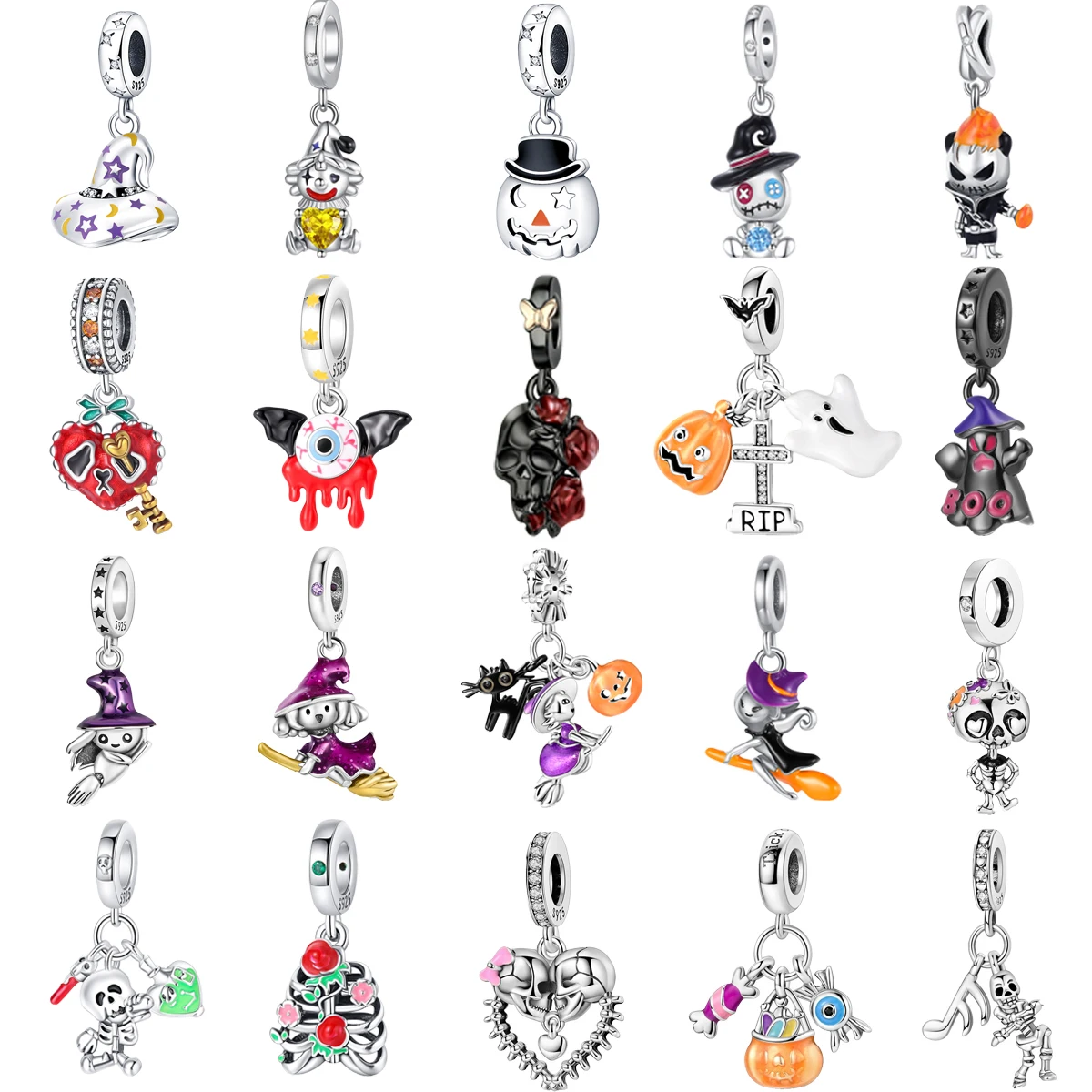 Original 925 Sterling Silver Halloween Witch Skull Pumpkin Ghost Charms Beads for Pandora DIY Bracelet Women Jewellery Gift
Original 925 Sterling Silver Halloween Witch Skull Pumpkin Ghost Charms Beads for Pandora DIY Bracelet Women Jewellery Gift