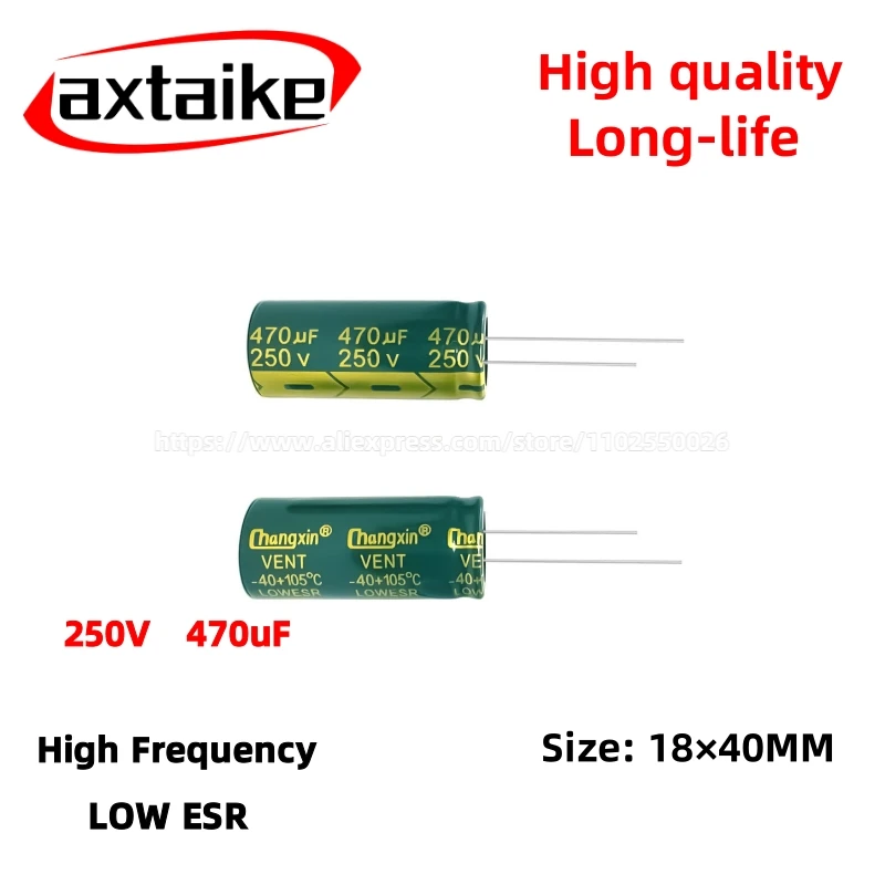 2PCS 250V470uF Aluminum Capacitor, High Frequency Low ESR 105°C Radial for Power Supply Long-life 18×40MM
2PCS 250V470uF Aluminum Capacitor, High Frequency Low ESR 105°C Radial for Power Supply Long-life 18×40MM