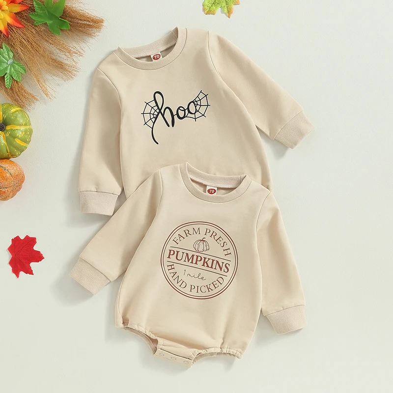 Halloween Pumpkins Baby Long Sleeve Romper Crew Neck Letters Cobweb Print Fall Bodysuit Clothes for Kids Girls Boys Bodysuit
Halloween Pumpkins Baby Long Sleeve Romper Crew Neck Letters Cobweb Print Fall Bodysuit Clothes for Kids Girls Boys Bodysuit