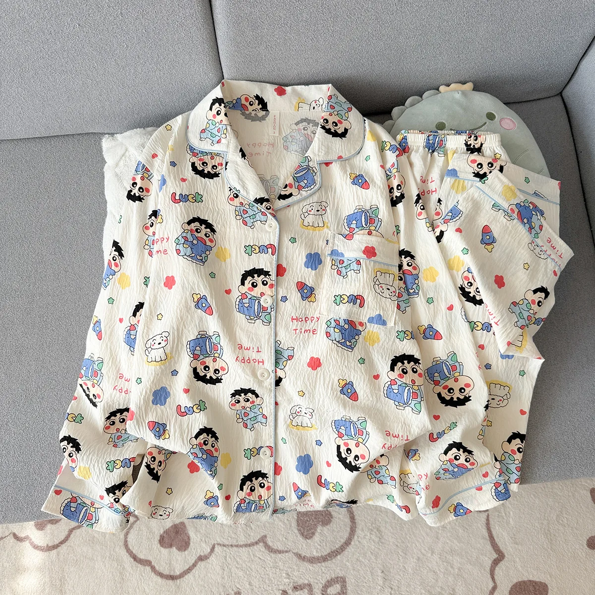 Cartoon Crayon Shin Chan Couple Spring Autumn Pajamas Set Kawaii Japanese Cute Student Lapel Long Sleeves Long Pants Homewear
Cartoon Crayon Shin Chan Couple Spring Autumn Pajamas Set Kawaii Japanese Cute Student Lapel Long Sleeves Long Pants Homewear