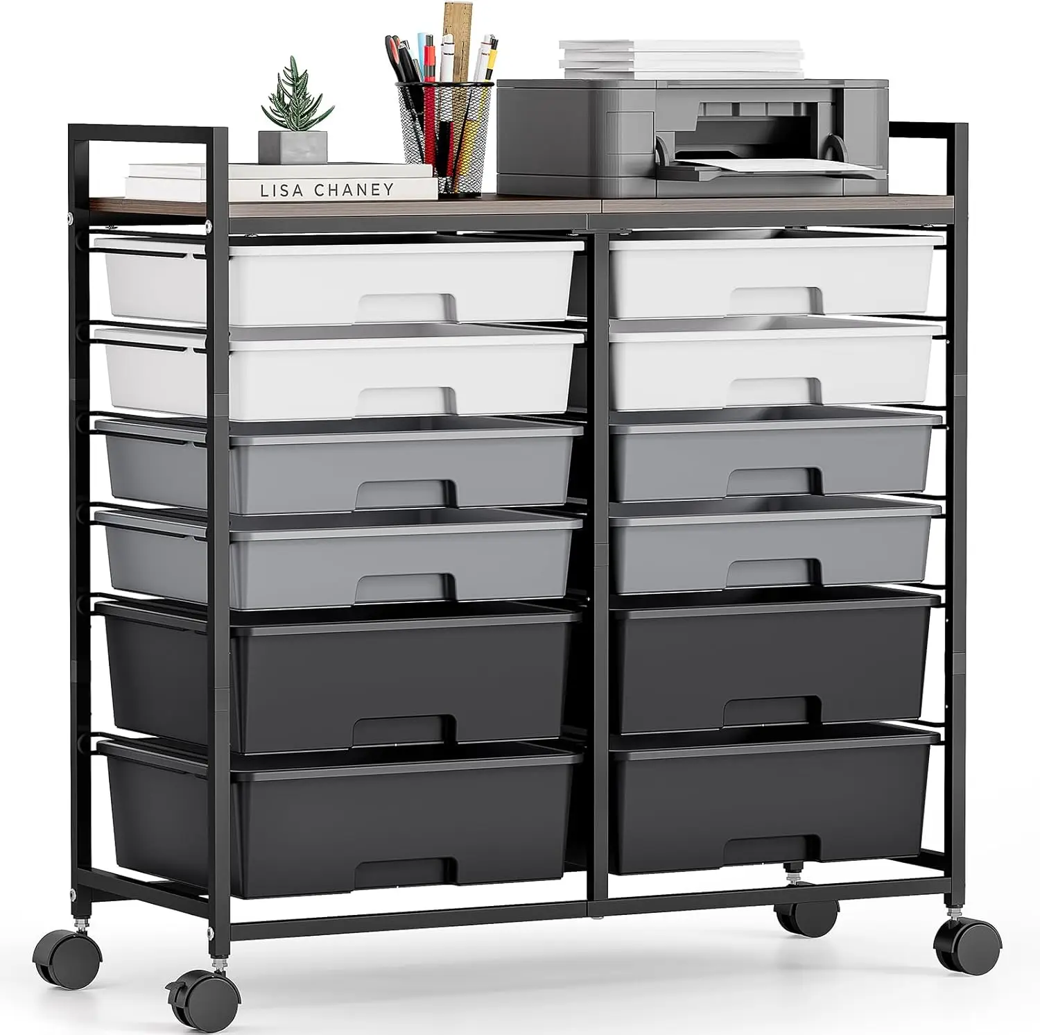 12-Drawer Rolling Storage Cart with Wooden Tabletop for Craft, Office & Home Organization, Grey
12-Drawer Rolling Storage Cart with Wooden Tabletop for Craft, Office & Home Organization, Grey