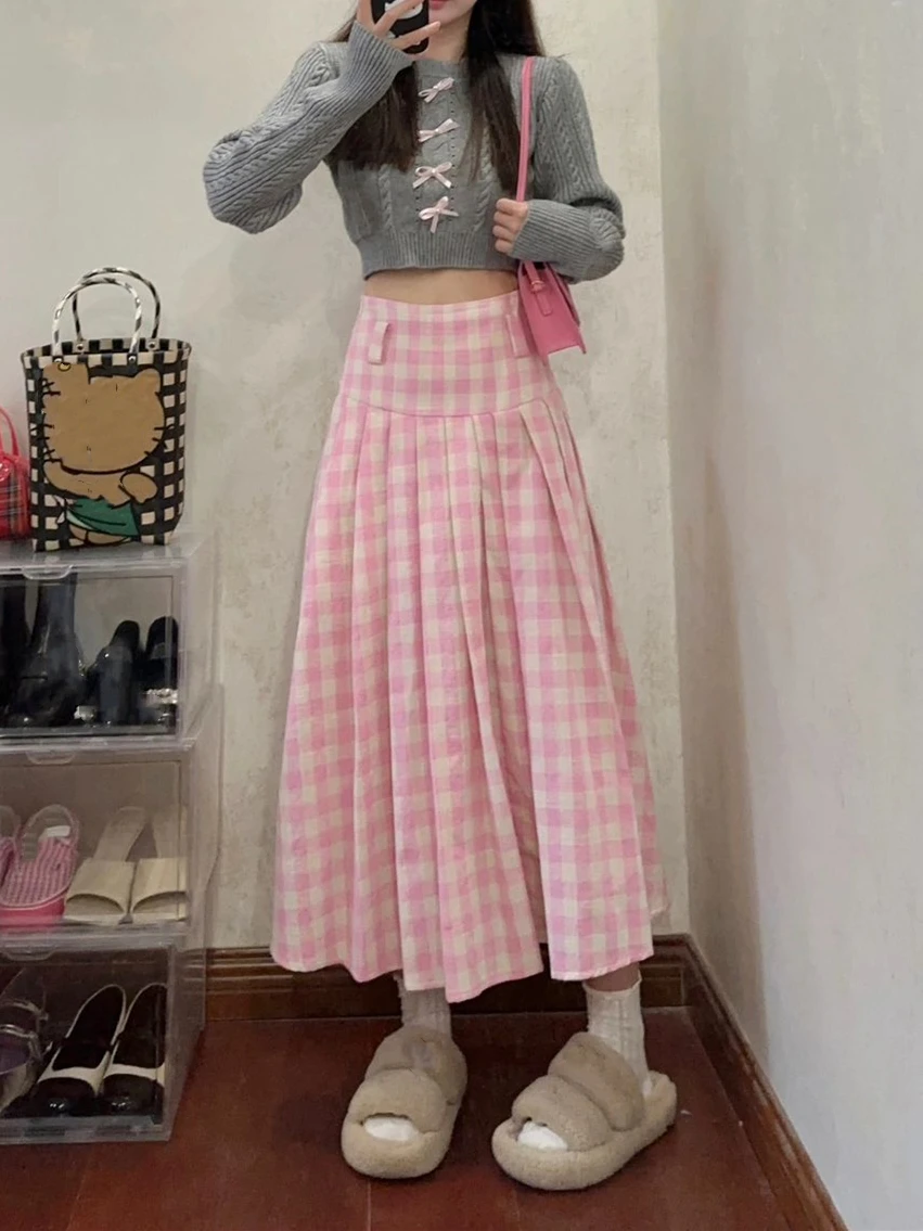 plus Size Women's Spring New Sweet Style Pink Plaid High Waist Long A-Line Skirt Commute Korean Version Polyester Fabric
plus Size Women's Spring New Sweet Style Pink Plaid High Waist Long A-Line Skirt Commute Korean Version Polyester Fabric