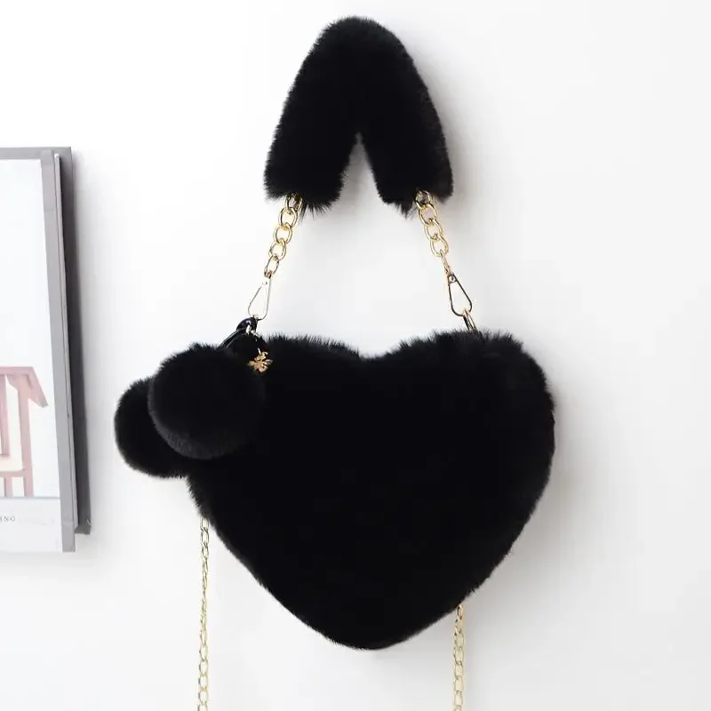 Faux Fur Crossbody Bags Plush Heart Shaped Handbags for Women Fashion Chain Shoulder Bag Winter Soft Furry Love Shopper Totes
Faux Fur Crossbody Bags Plush Heart Shaped Handbags for Women Fashion Chain Shoulder Bag Winter Soft Furry Love Shopper Totes
