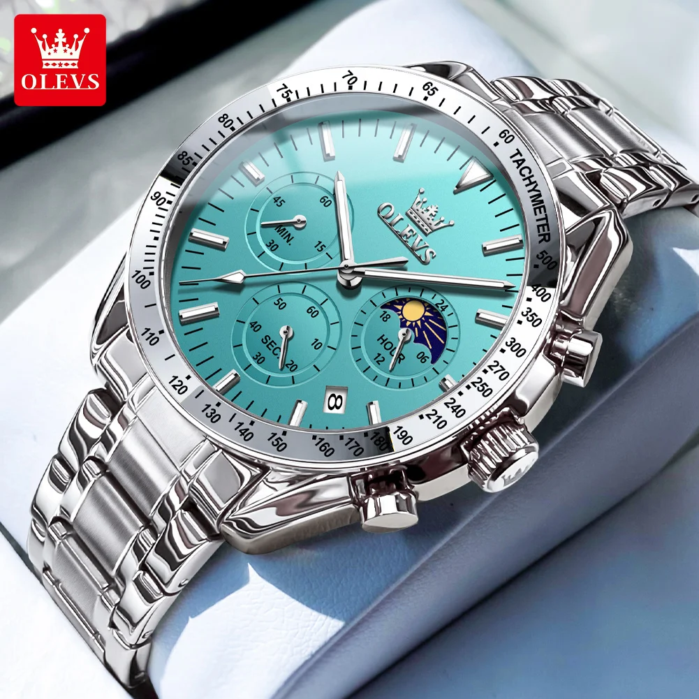 OLEVS 3618 Men's Watches Stainless Steel Waterproof Luminous 24 Hour Moon Phase Chronograph Luxury Original Quartz Watch for Men
OLEVS 3618 Men's Watches Stainless Steel Waterproof Luminous 24 Hour Moon Phase Chronograph Luxury Original Quartz Watch for Men