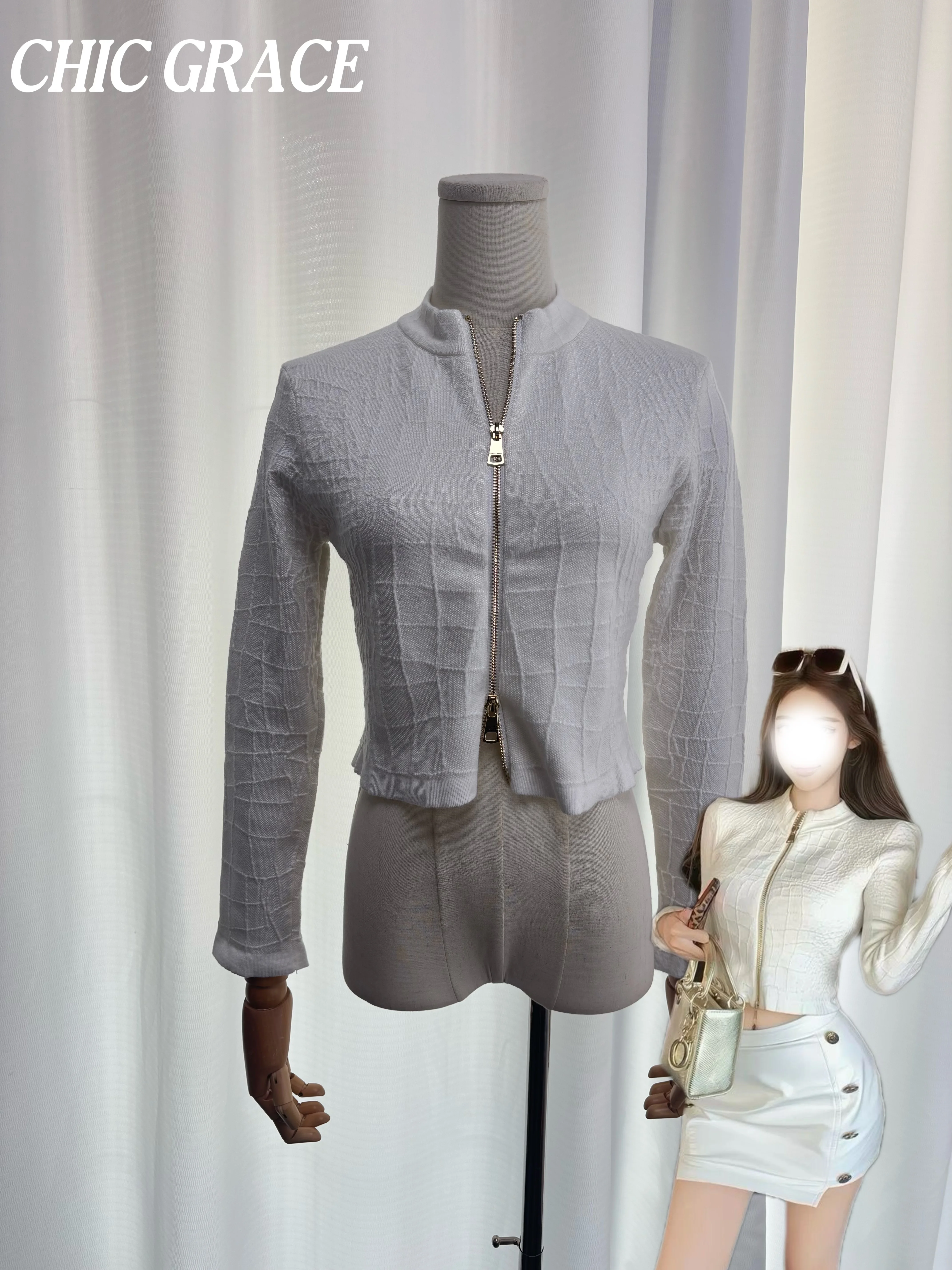 Real Shot Elegant Textured Knit Cropped Jacket Women White Slim Fit Long Sleeve Chic Trendy High-end Fashion Casual Cardigan Top
Real Shot Elegant Textured Knit Cropped Jacket Women White Slim Fit Long Sleeve Chic Trendy High-end Fashion Casual Cardigan Top