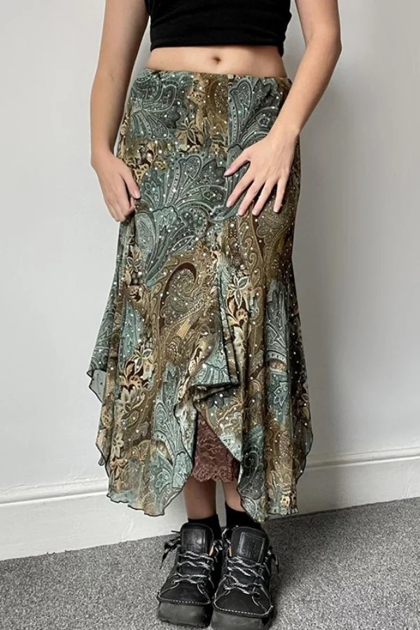 Vintage Print Maxi Skirt Women 2024 Summer Distressed Lace Patchwork Asymmetrical Hem Post-Apocalyptic Boho Loose Fit Long Skirt
Vintage Print Maxi Skirt Women 2024 Summer Distressed Lace Patchwork Asymmetrical Hem Post-Apocalyptic Boho Loose Fit Long Skirt