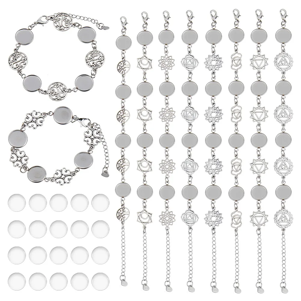 10Pcs Flower 304 Stainless Steel Cabochon Setting Bracelets with Transparent Glass Cabochons for Alloy Link Bracelets Making
10Pcs Flower 304 Stainless Steel Cabochon Setting Bracelets with Transparent Glass Cabochons for Alloy Link Bracelets Making