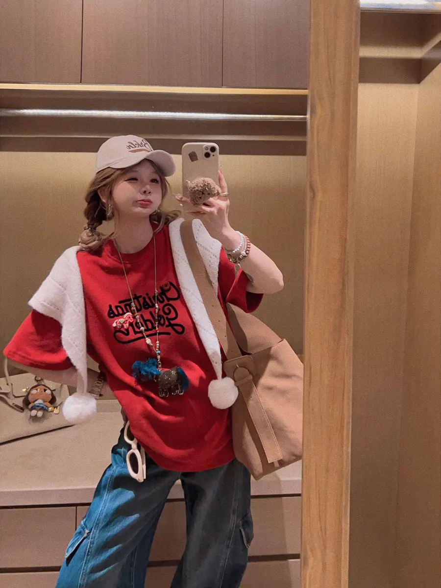 Yukiss Embroidered ort Sve T-irt Loose Fit Soft New Year Casual Sle Women's round Ne Long Sve Stripe Pattern
Yukiss Embroidered ort Sve T-irt Loose Fit Soft New Year Casual Sle Women's round Ne Long Sve Stripe Pattern