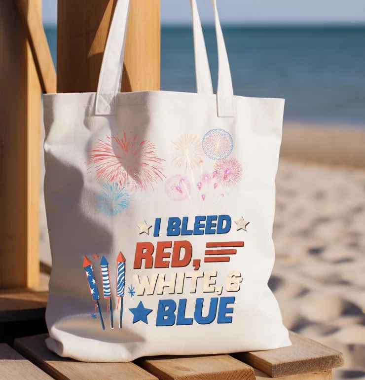 I Bleed Red White and Blue Cotton Canvas Tote Bag with Fireworks Ladies' Friend Gift Handbags
I Bleed Red White and Blue Cotton Canvas Tote Bag with Fireworks Ladies' Friend Gift Handbags