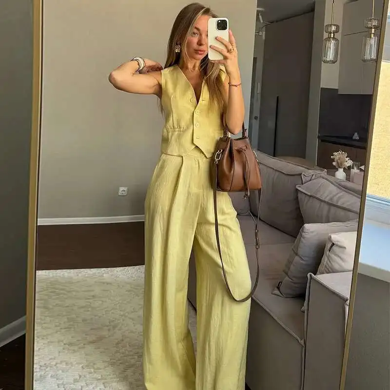 2025 Women's Clothing Summer New Simple Elegant Vest Tank Top High Waist Wide Leg Pants Casual Set
2025 Women's Clothing Summer New Simple Elegant Vest Tank Top High Waist Wide Leg Pants Casual Set
