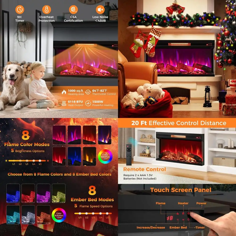 Электрический камин с 3-сторонним стеклом, 7 цветов пламени, пульт ДУ, таймер на 9 часов, термостат, 1500 Вт, черный
Электрический камин с 3-сторонним стеклом, 7 цветов пламени, пульт ДУ, таймер на 9 часов, термостат, 1500 Вт, черный