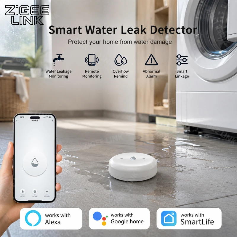 Water Leak Sensor ZigBee Tuya Leak Detector Smart Home Flood Water Leakage Detector Alarm Overflow Security Need Zigbee Gateway
Water Leak Sensor ZigBee Tuya Leak Detector Smart Home Flood Water Leakage Detector Alarm Overflow Security Need Zigbee Gateway