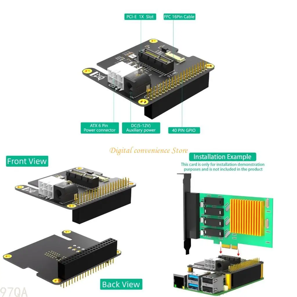 97QA 6Pin Connectors PCIE Adapter with Cable External 12V Power 40Pin GPIO Header Connectors for RPi Development
97QA 6Pin Connectors PCIE Adapter with Cable External 12V Power 40Pin GPIO Header Connectors for RPi Development