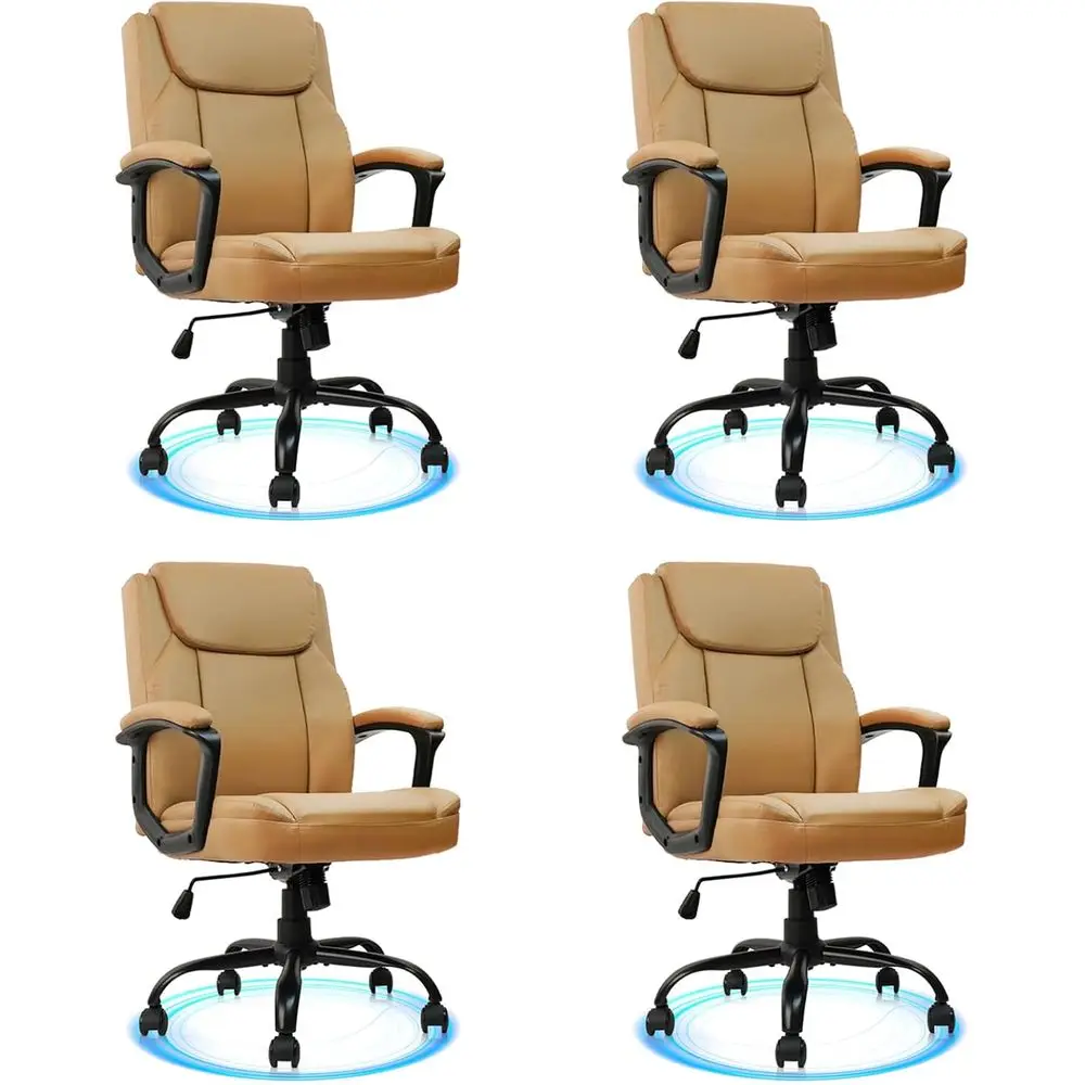 Ergonomic Swivel Leather Office Chair with Lumbar Support and Padded Armrests, 4-Pack Brown for Desk, Home, Conference, Waiting
Ergonomic Swivel Leather Office Chair with Lumbar Support and Padded Armrests, 4-Pack Brown for Desk, Home, Conference, Waiting